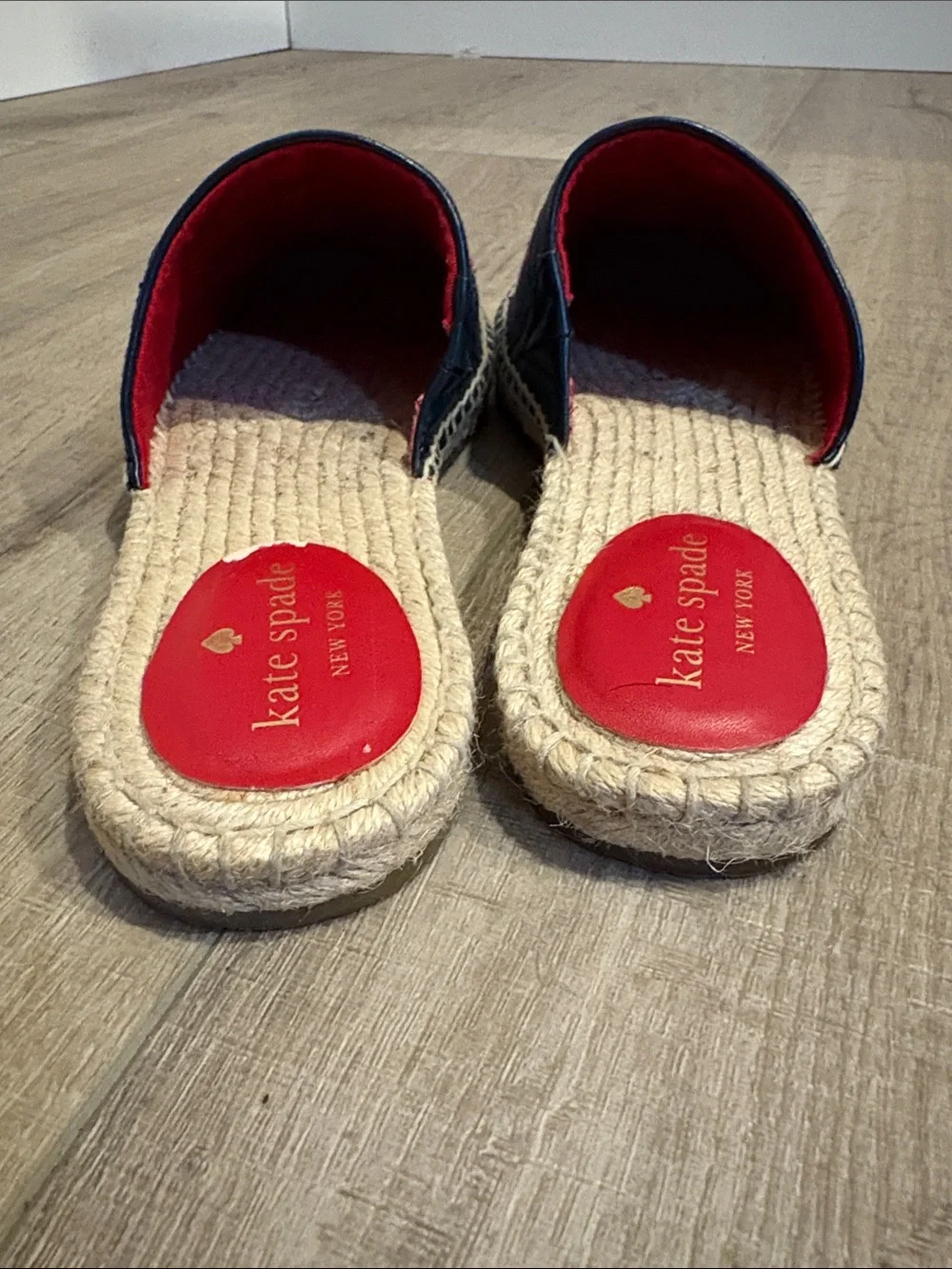 kate spade Navy Embroidered Cherry Espadrille Mules